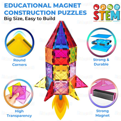 42 PCS Magnetic Tiles Travel Set STEM Building Blocks