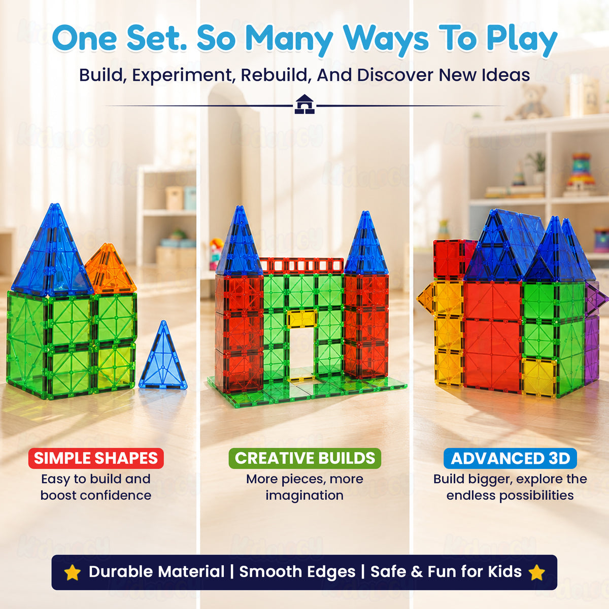 36 Pcs Magnetic Tiles STEM Set by Kidology, view 5