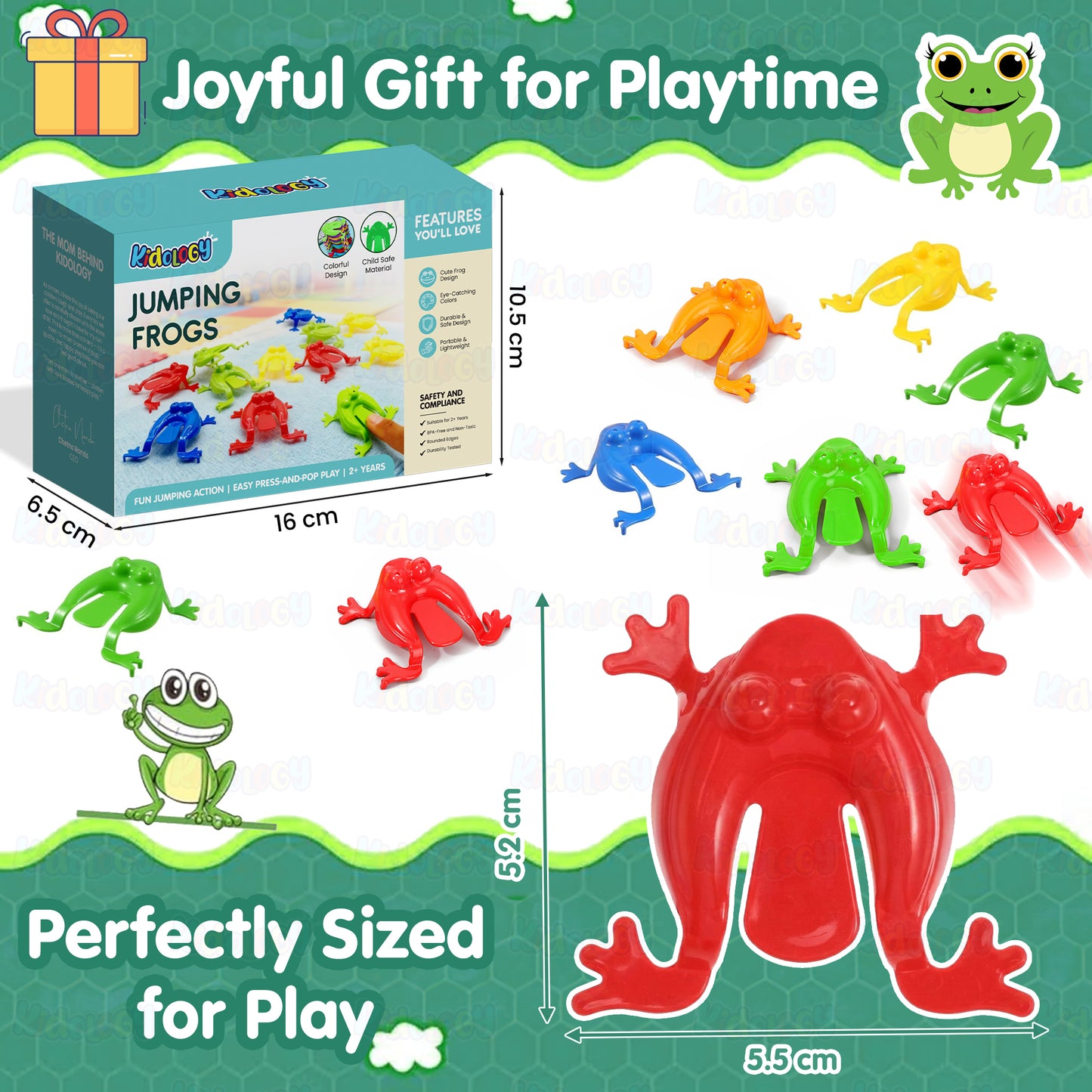 PLASTIC JUMPING FROG FINGER PRESS TOY