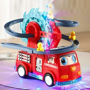 Interactive Fire Truck Toy with Duck Slide and Lights