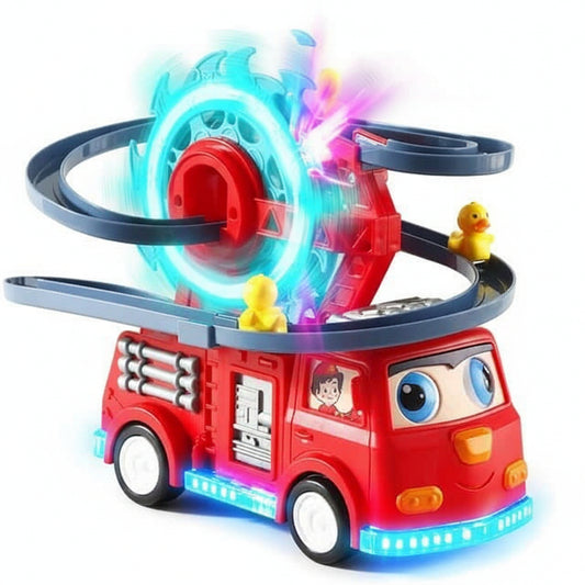 Interactive Fire Truck Toy with Duck Slide and Lights
