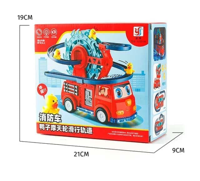 Interactive Fire Truck Toy with Duck Slide and Lights