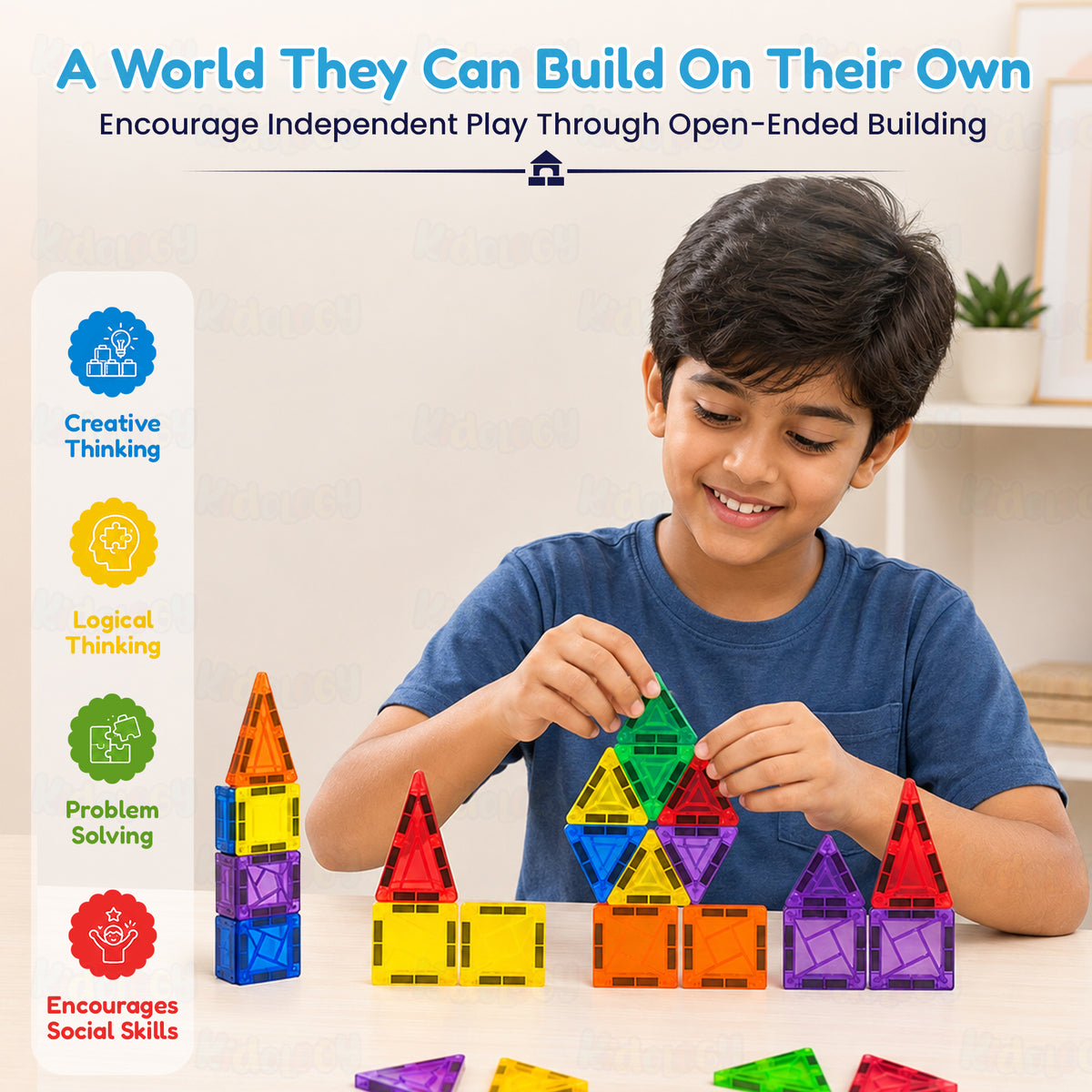 36 Pcs Magnetic Tiles STEM Set by Kidology, view 6