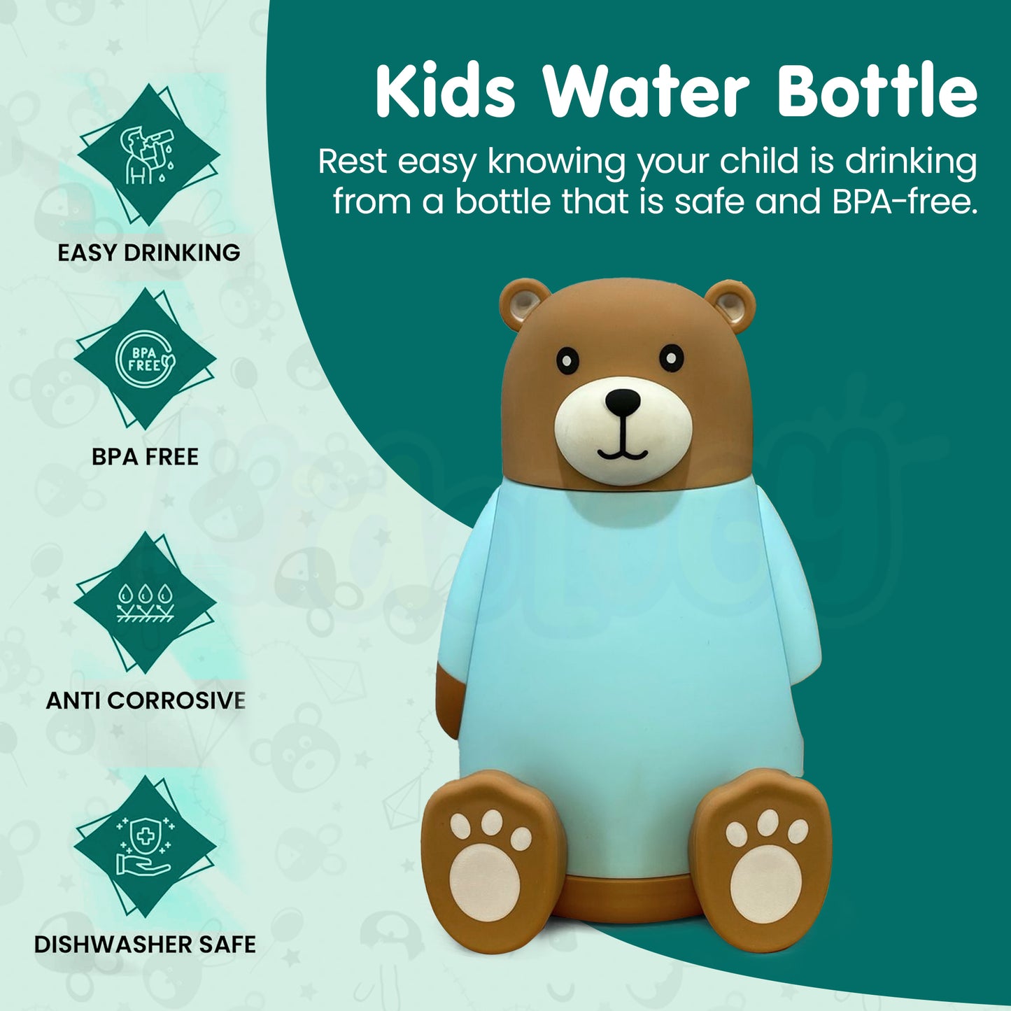 Cartoon Bear Vacuum Flask Water Bottle