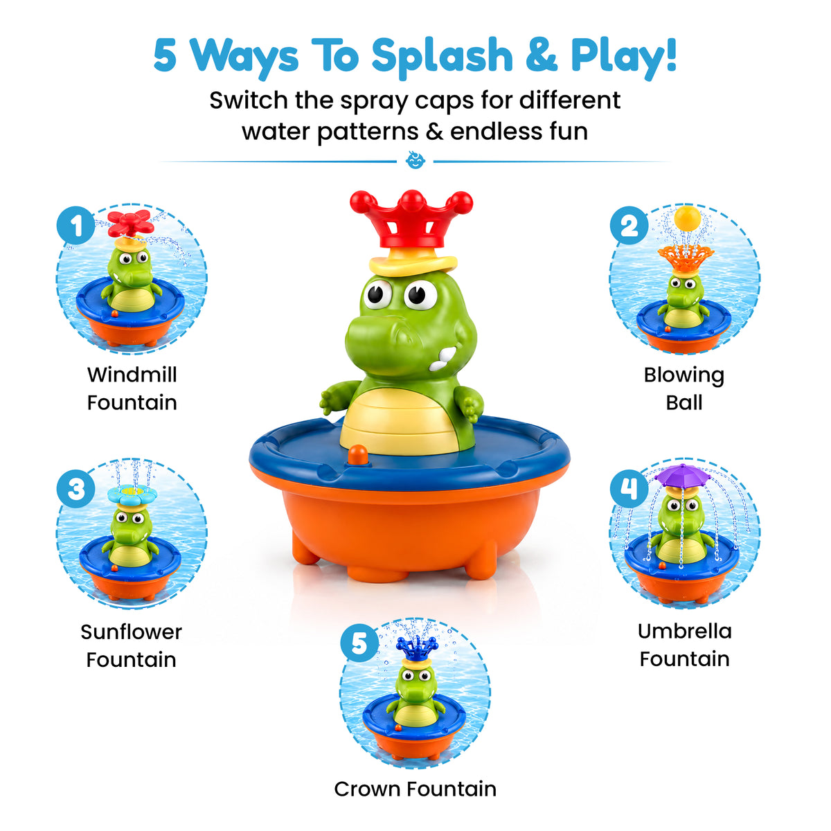 Fountain Crocodile Bath Toy by Kidology, view 6