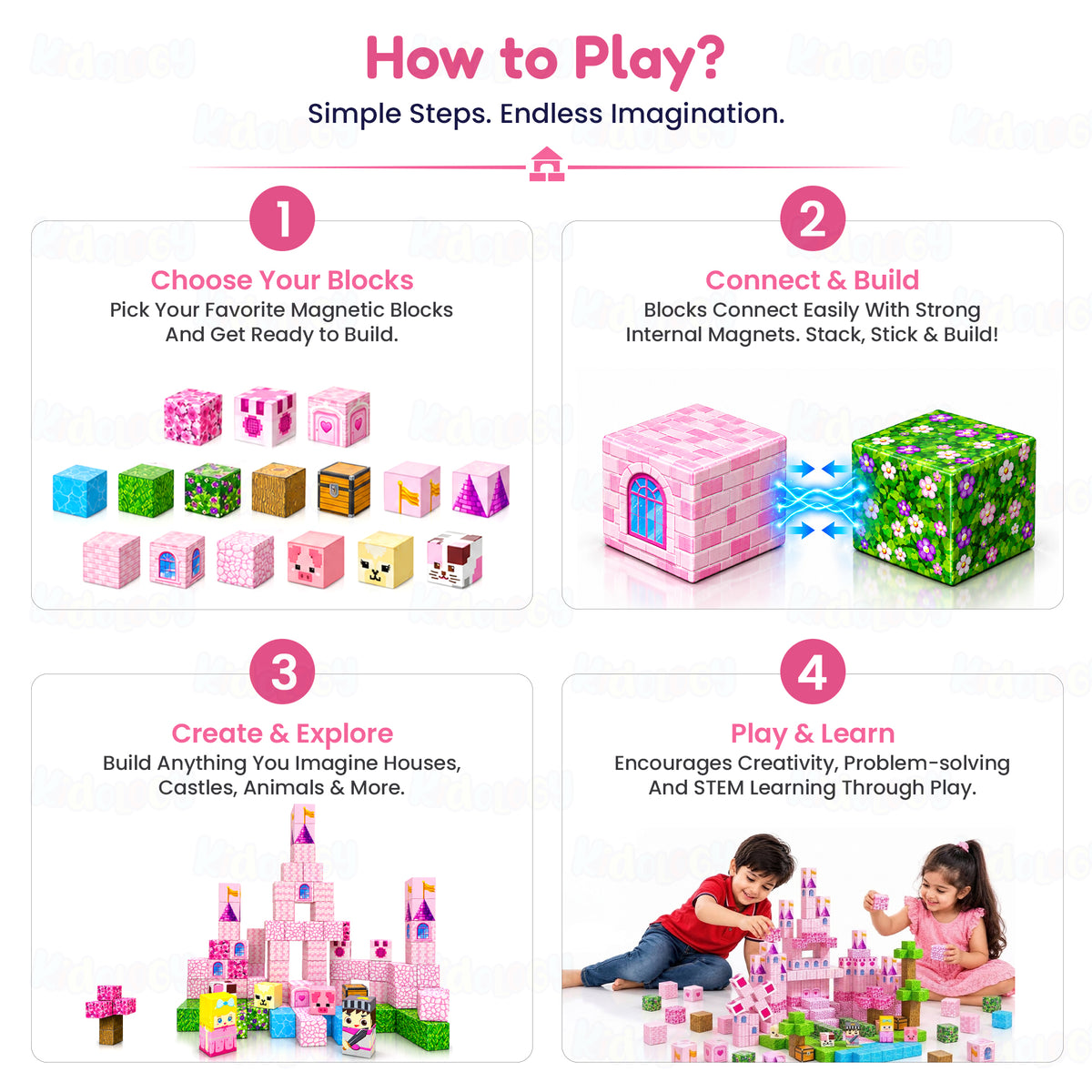 Magnetic Builder Blocks Unicorn Edition 100 Pcs by Kidology, view 5