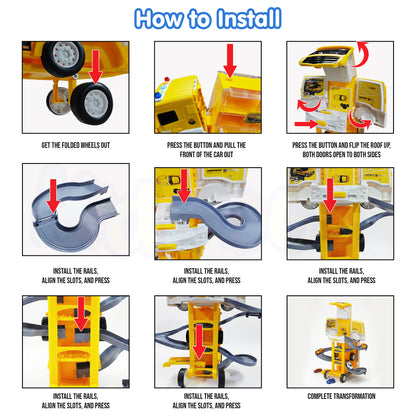 Transforming Car Parking Lot Playset