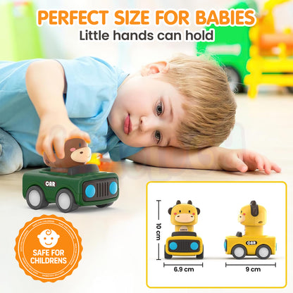 Big Head Animals Press & Go Racing Cars