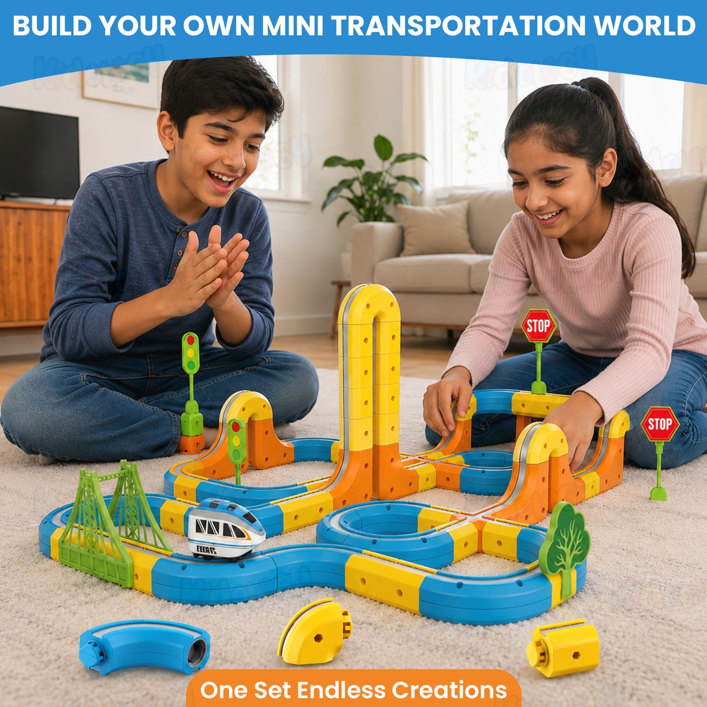 Magnetic Monorail DIY Versatile Track Car (108 Pcs)