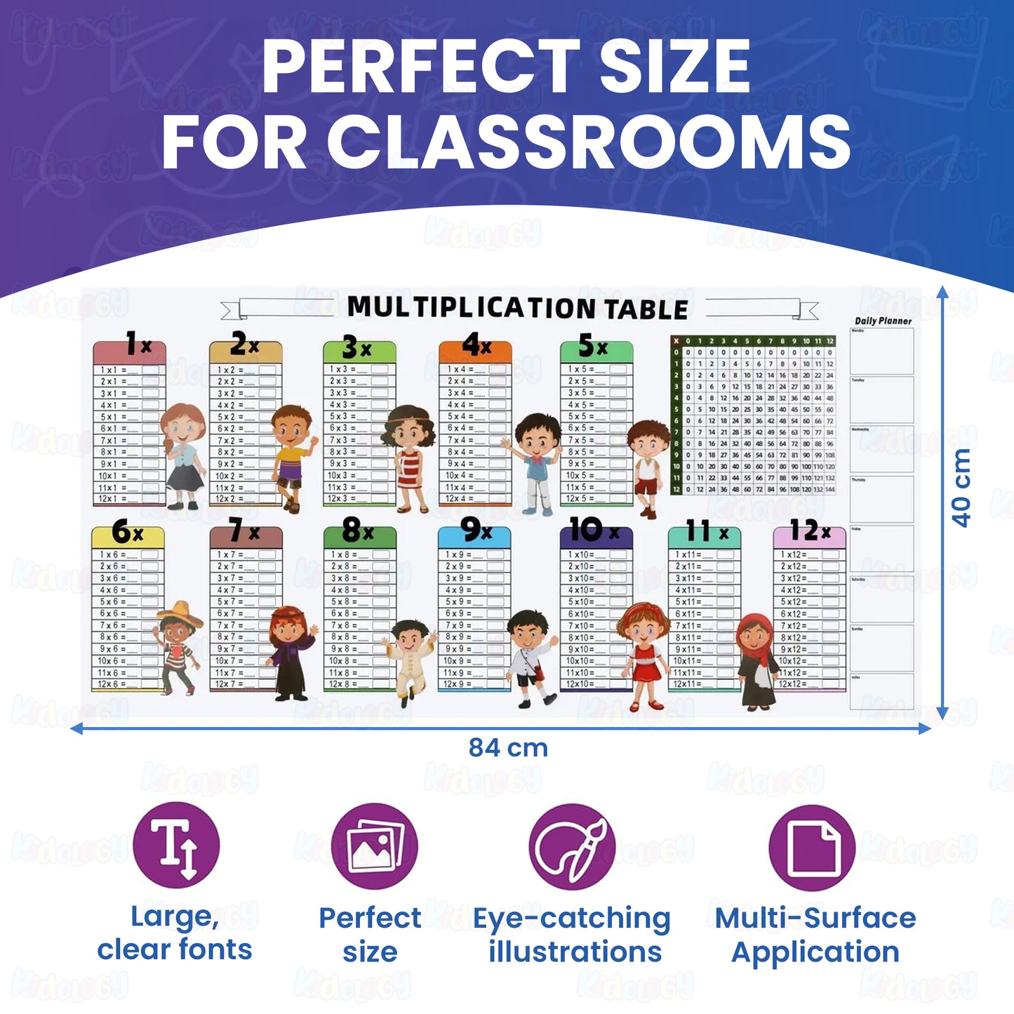 Stickable & Reusable Multiplication Table Sheet