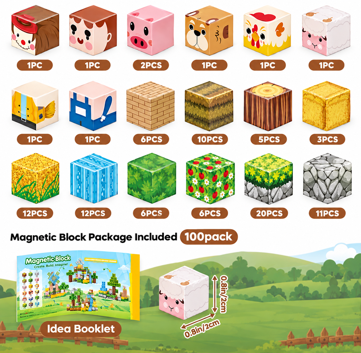 Magnetic Creative Builder Blocks – Unicorn Edition (100 PCS)