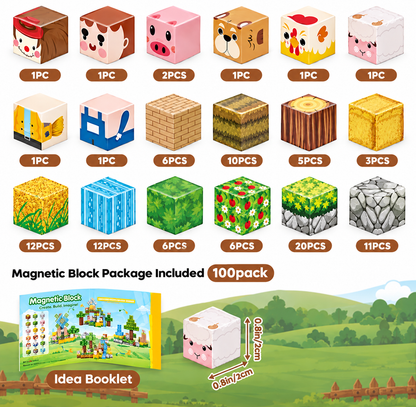 Magnetic Creative Builder Blocks – Unicorn Edition (100 PCS)