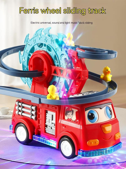 Interactive Fire Truck Toy with Duck Slide and Lights