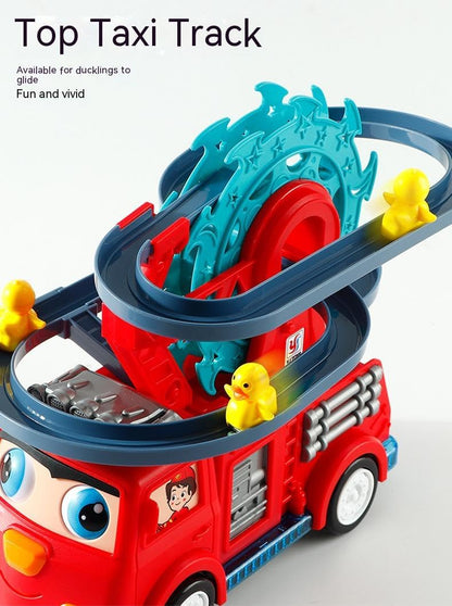 Interactive Fire Truck Toy with Duck Slide and Lights