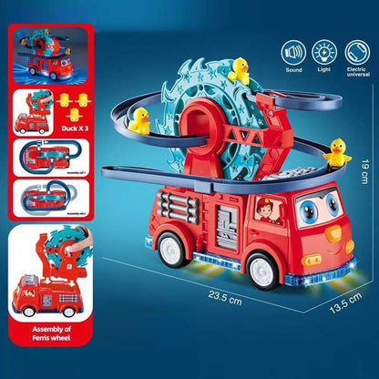 Interactive Fire Truck Toy with Duck Slide and Lights