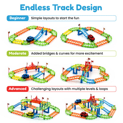 DIY Rapid Variety Car Racing Track with Electric Car Toys