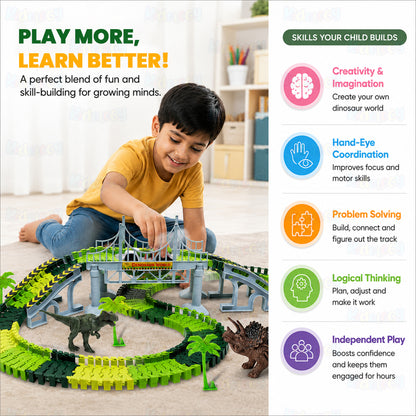 Dinosaur Electric Flexible Rail Track Toy 142 Piece Set