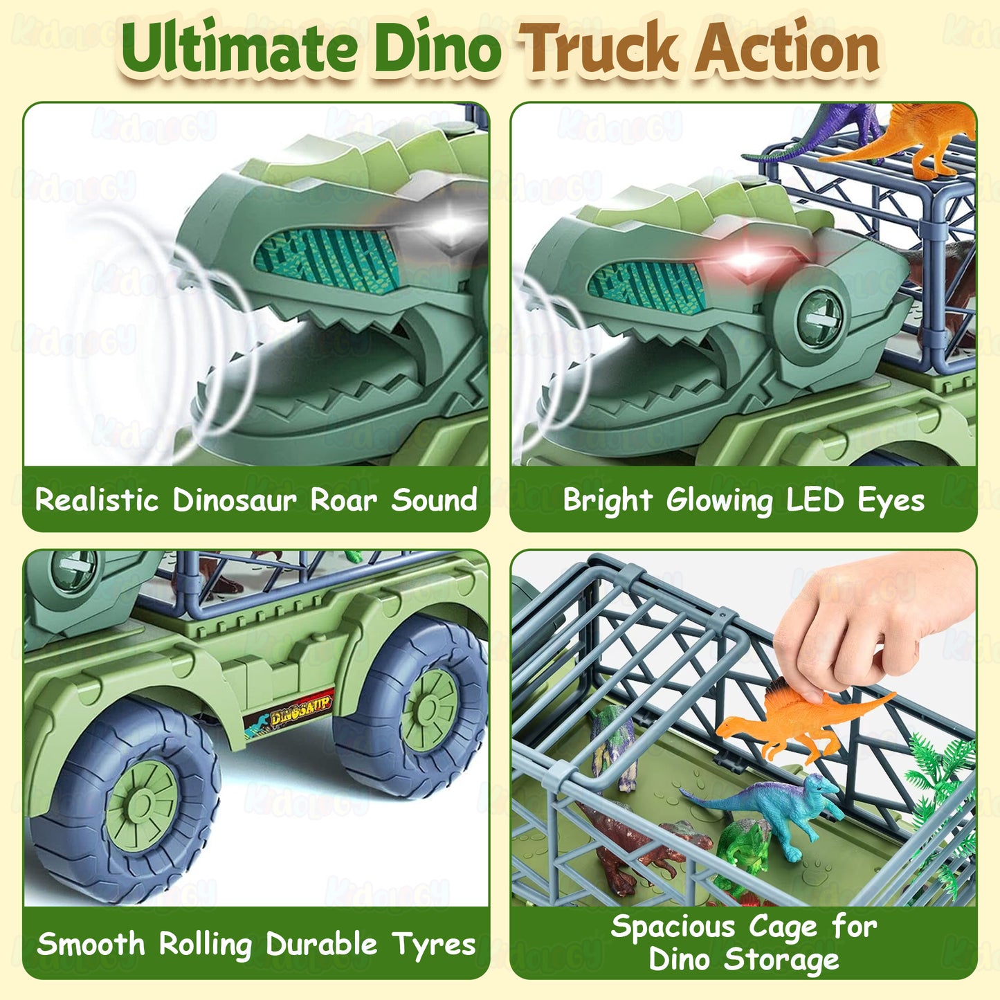 Roaring Dinosaur Transport Truck with Mist Spray & LED Eyes