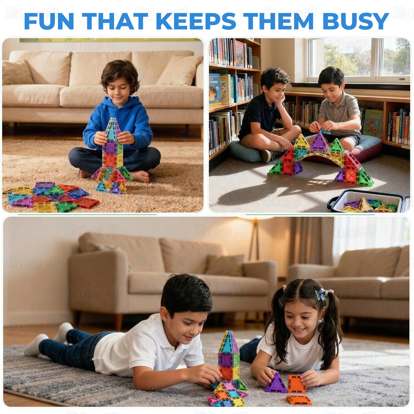 42 PCS Magnetic Tiles Travel Set STEM Building Blocks
