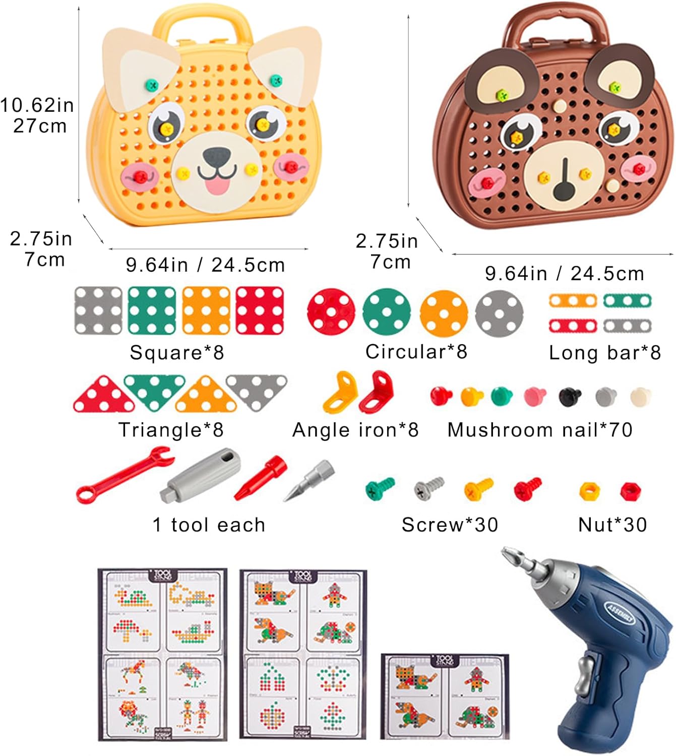 Assembly Toolbox Baby Puzzle Electric Drill Screwdriver (203 pcs)