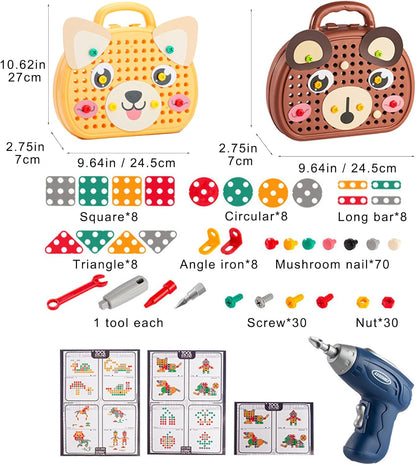 Assembly Toolbox Baby Puzzle Electric Drill Screwdriver (203 pcs)