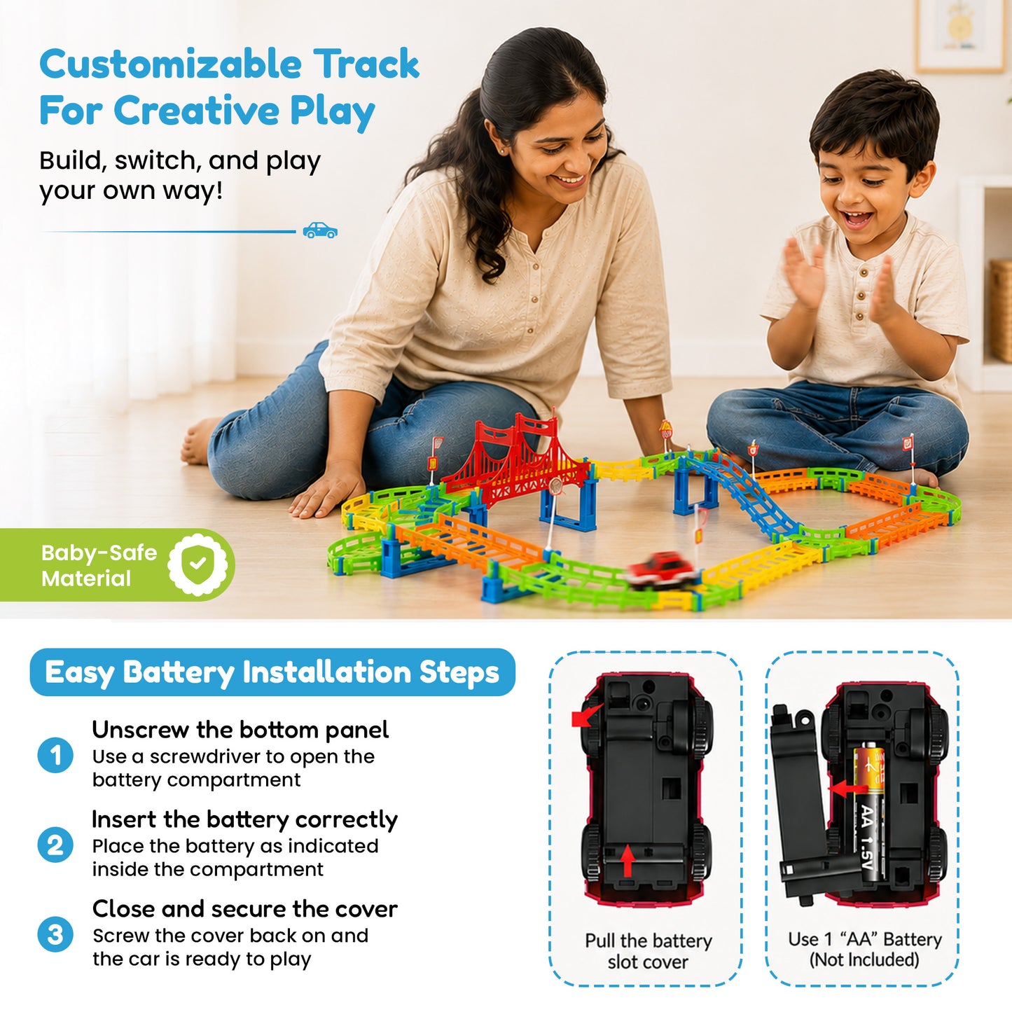 DIY Rapid Variety Car Racing Track with Electric Car Toys