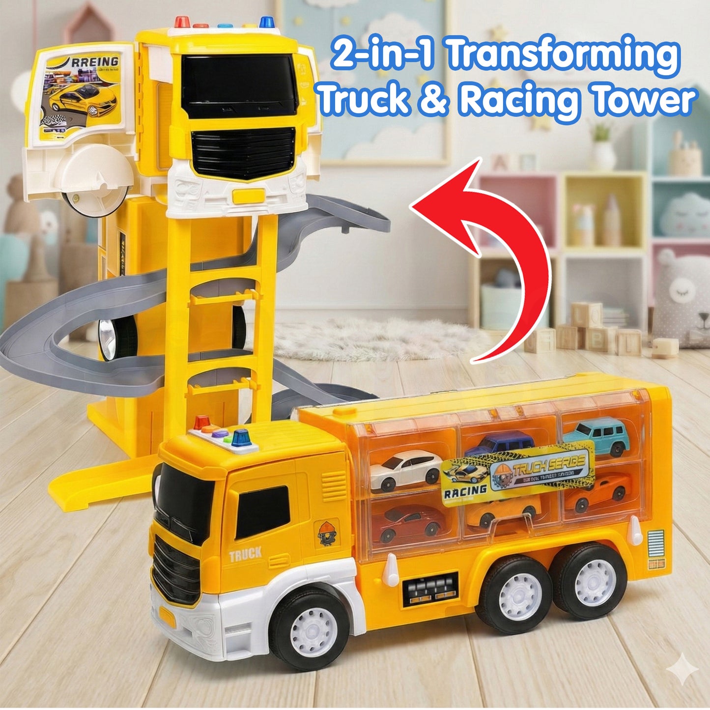 Transforming Car Parking Lot Playset