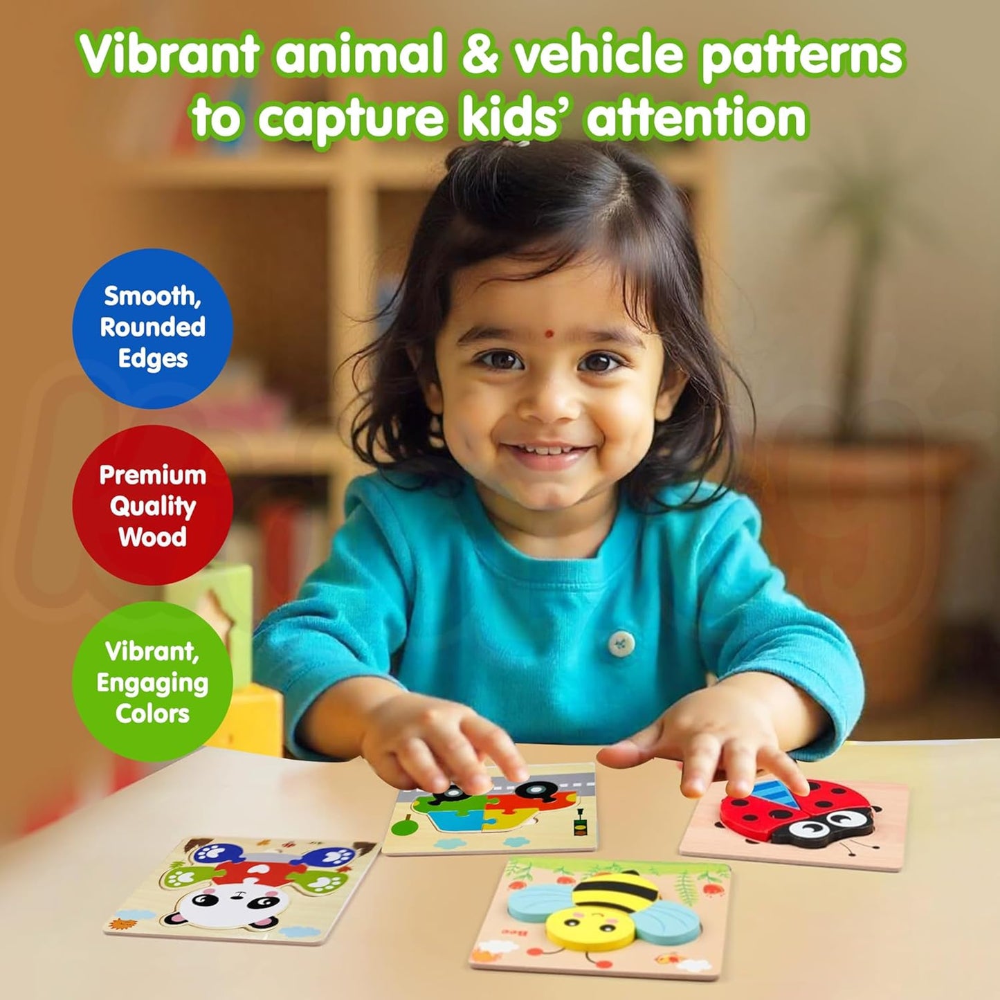 Wooden Jigsaw Puzzle Set – 6-Pack Animal Shape Montessori Toy for Kids