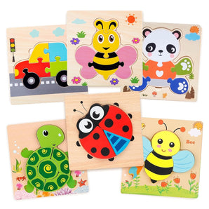 Wooden Jigsaw Puzzle Set – 6-Pack Animal Shape Montessori Toy for Kids