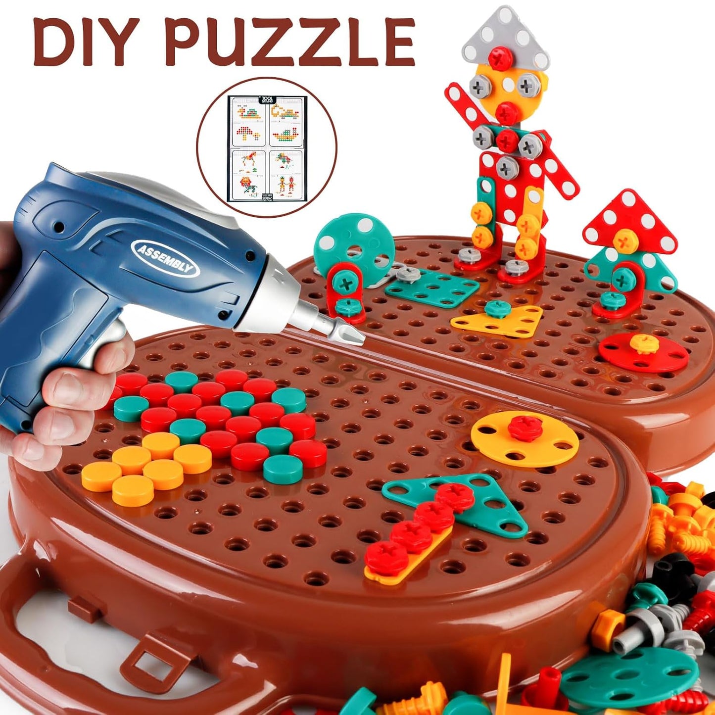 Assembly Toolbox Baby Puzzle Electric Drill Screwdriver (203 pcs)