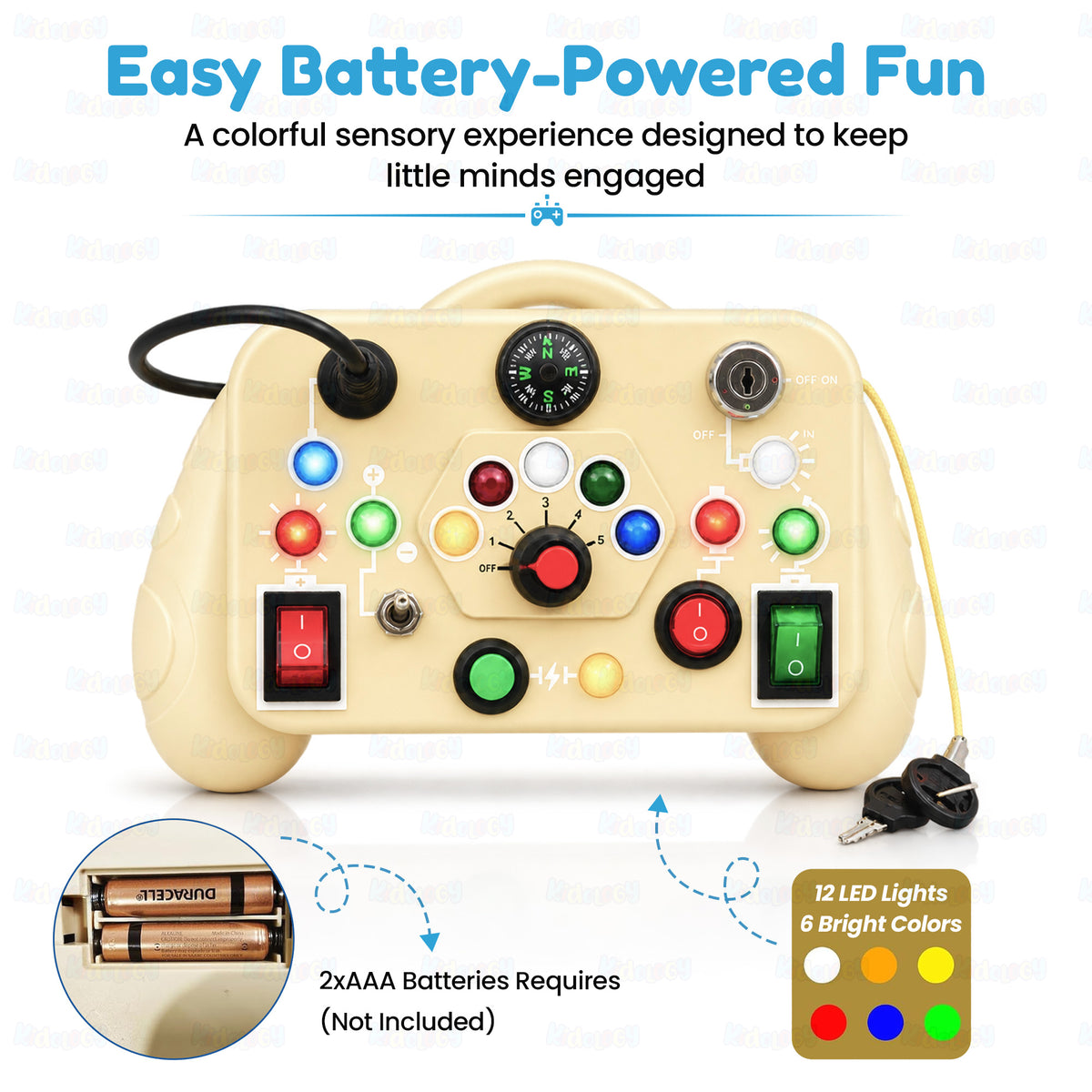Montessori LED Light Switch Busy Board by Kidology, view 2