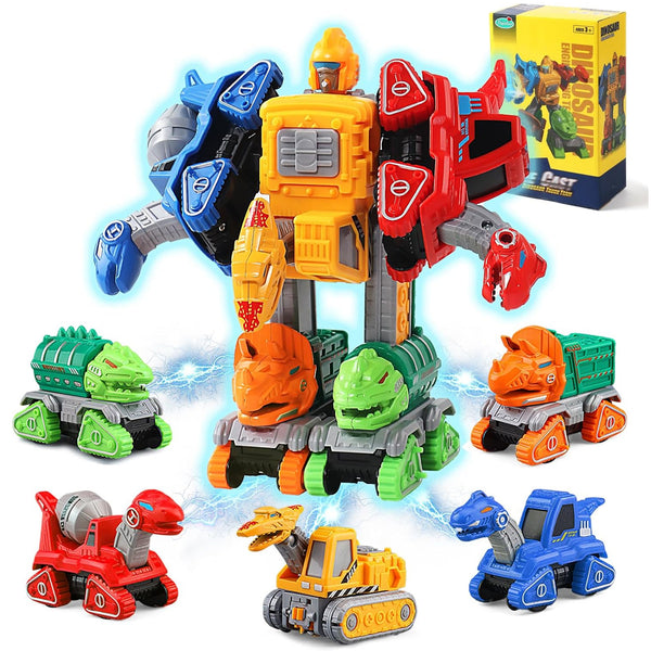 5 DINOSAUR TRUCK DEFORMATION ROBOT TOYS SET