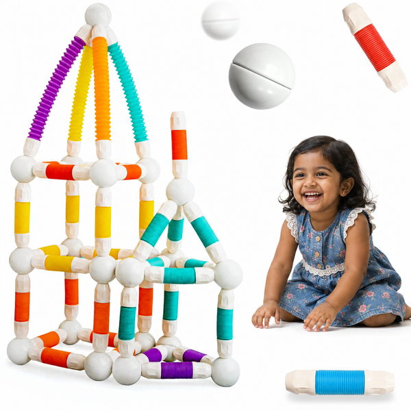 Flexible magnetic tube blocks bent into curved shapes and joined together