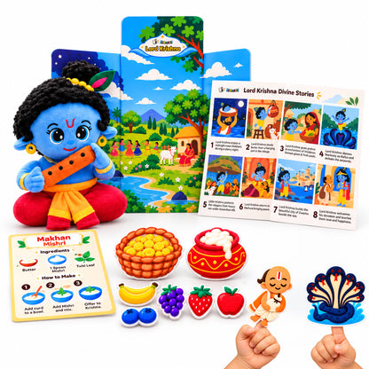 Krishna’s Divine Storytelling & Pretend Playset – With Makhan Recipe Card, Music & Mantra Chanting