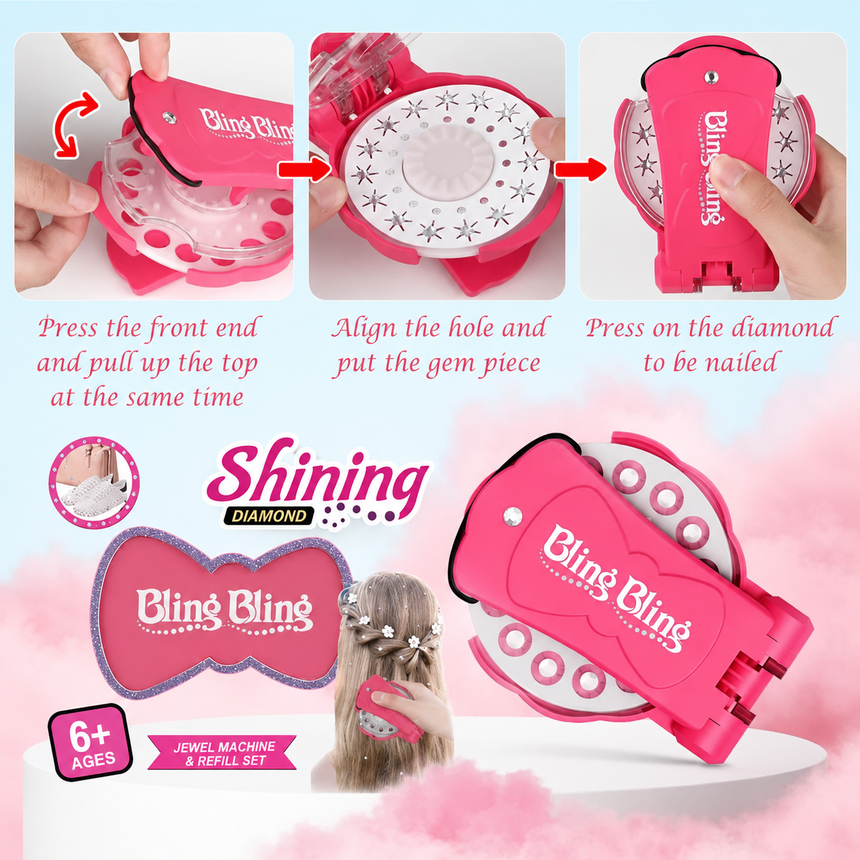 Blinger Hair Gem Stamper for Girls
