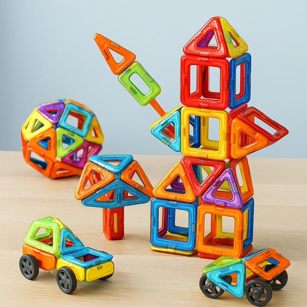 66-Piece Magnetic Building Tiles Toy