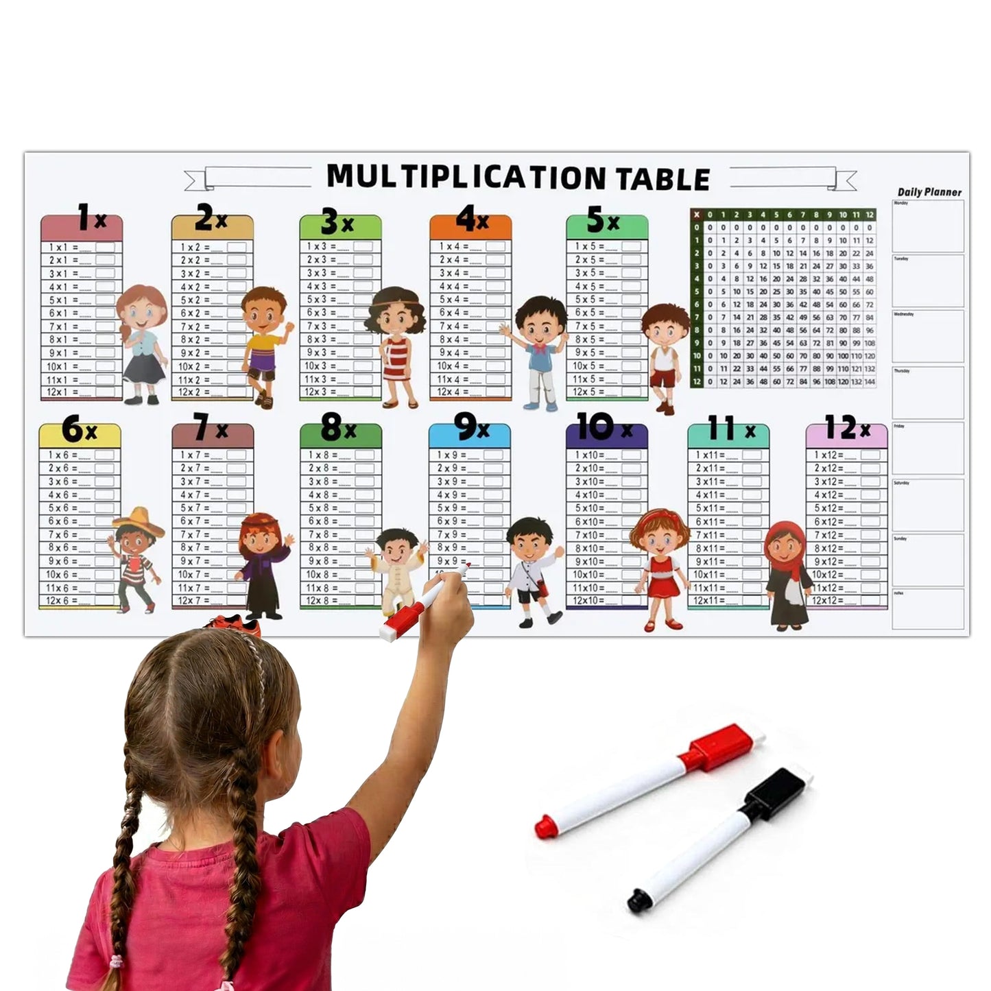 Stickable & Reusable Multiplication Table Sheet