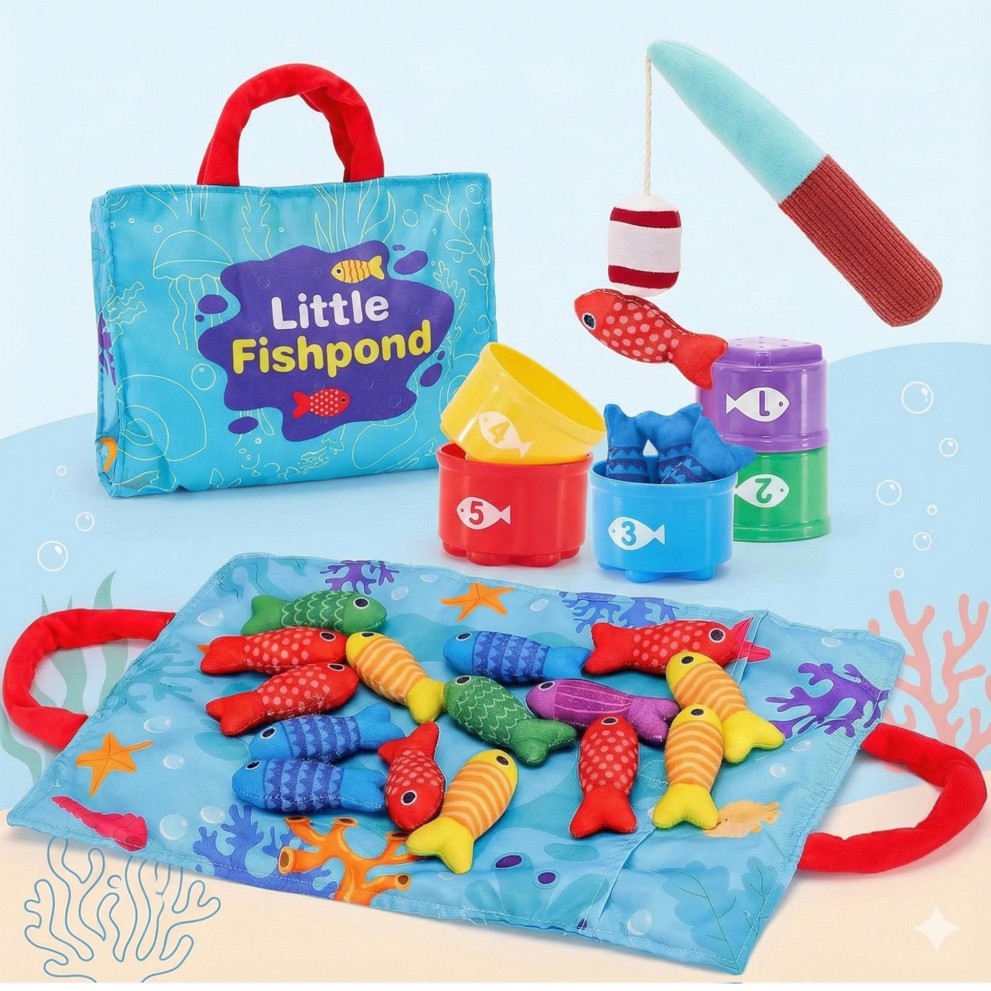 Montessori 2-in-1 Fishing & Stacking Counting Toy