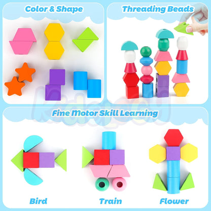 Wooden Pattern Shape 5-in-1 Toy