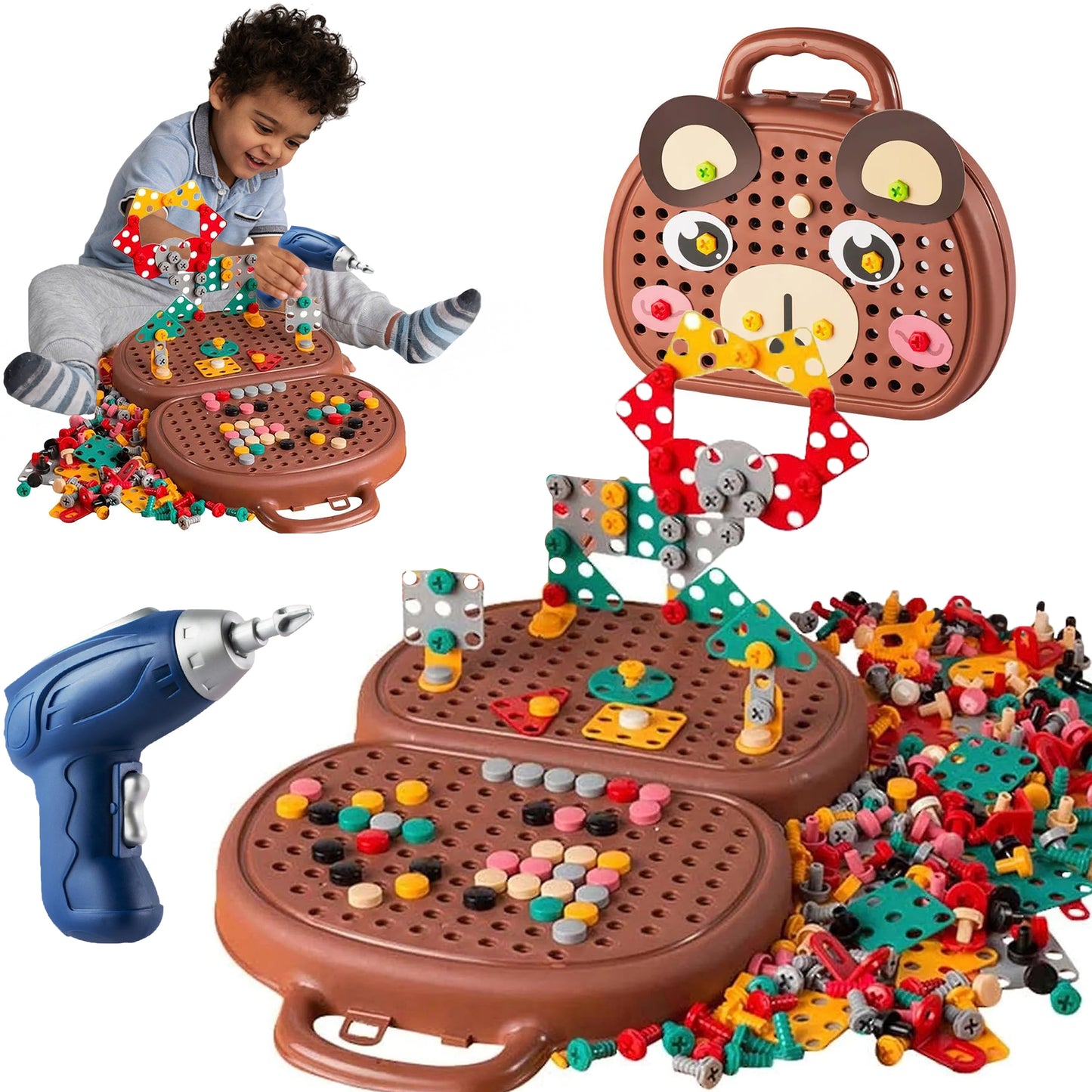 Assembly Toolbox Baby Puzzle Electric Drill Screwdriver (203 pcs)