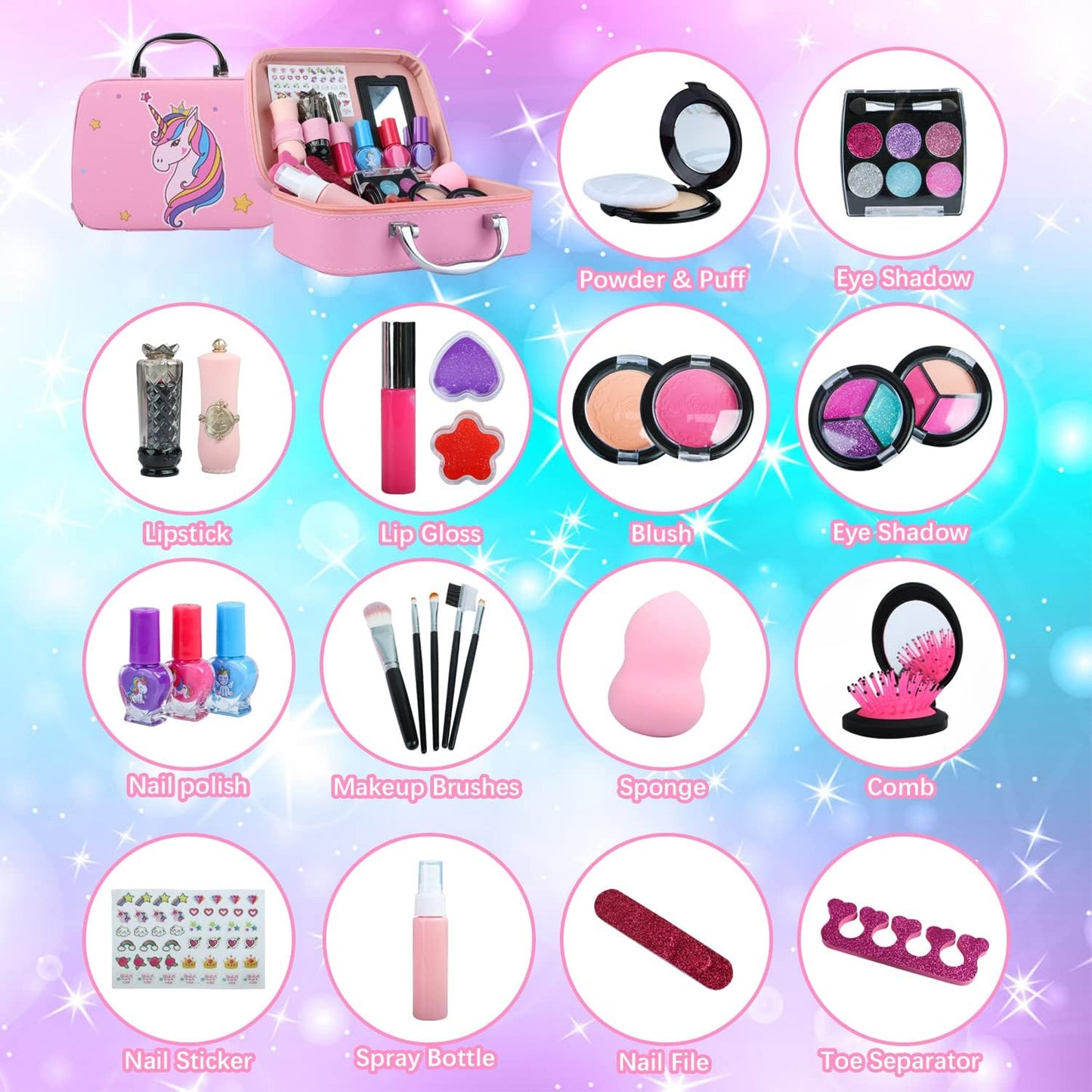 Washable Unicorn Makeup Suitcase