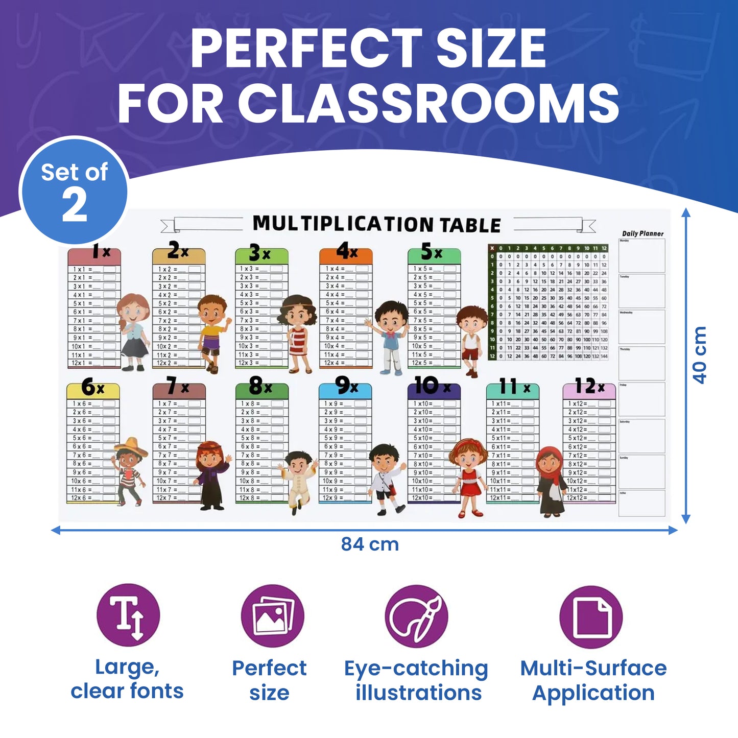 Stickable & Reusable Multiplication Table Sheet