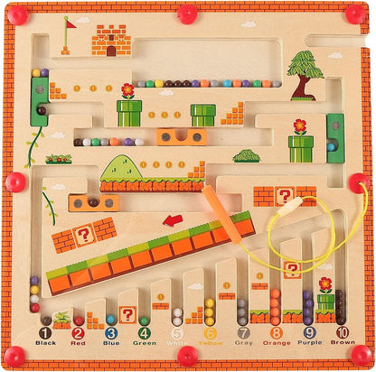 Wooden Magnetic Color and Number Mushroom Maze for Kids