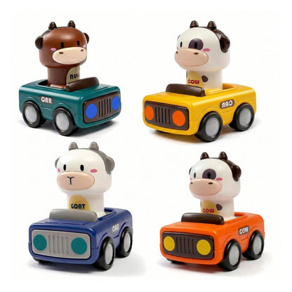 Big Head Animals Press & Go Racing Cars