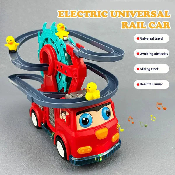 Interactive Fire Truck Toy with Duck Slide and Lights