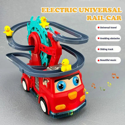Interactive Fire Truck Toy with Duck Slide and Lights