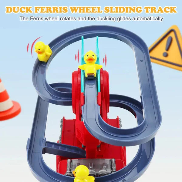 Interactive Fire Truck Toy with Duck Slide and Lights