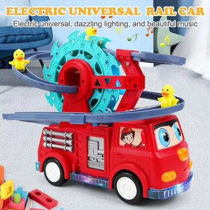 Interactive Fire Truck Toy with Duck Slide and Lights