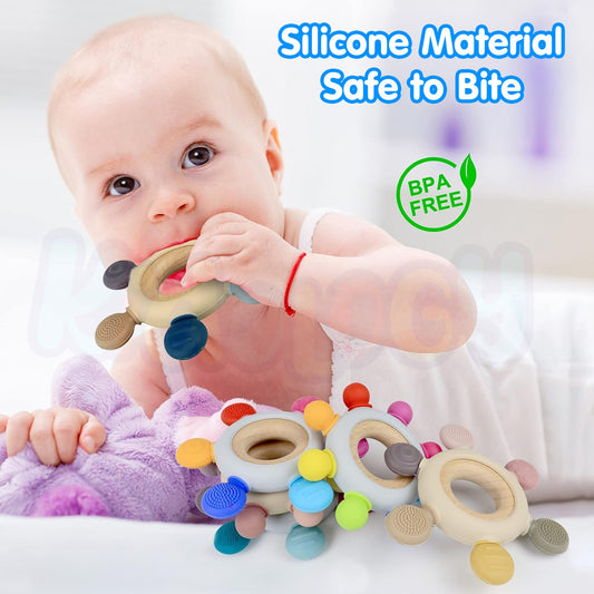 Wooden Round Silicon Teether