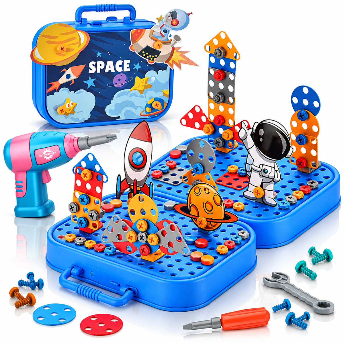 Children Creative Screw Tool Box Space Puzzle Game